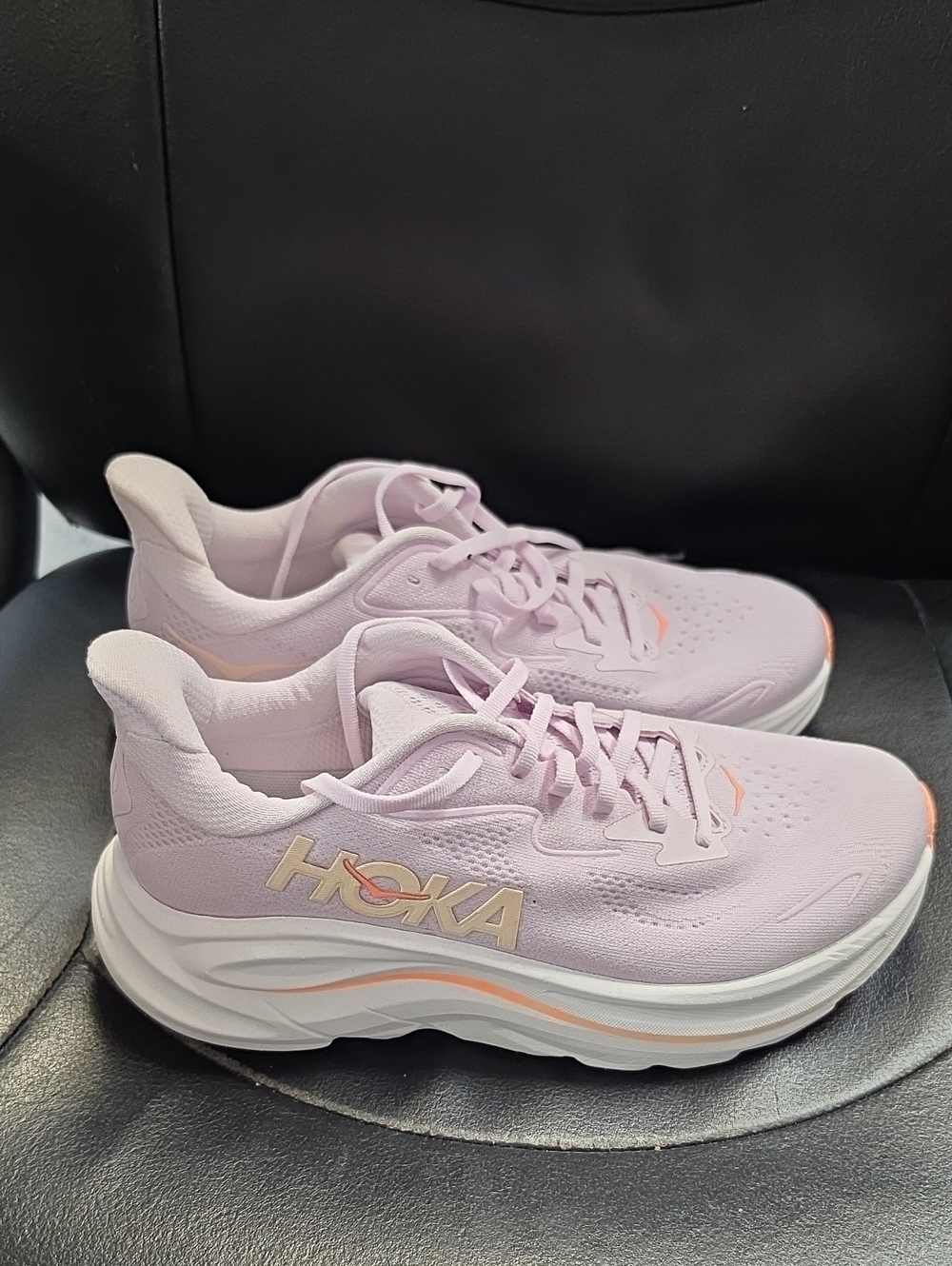 Hoka Women's Pale Lavender Athletic Sneakers with Peach Accents
